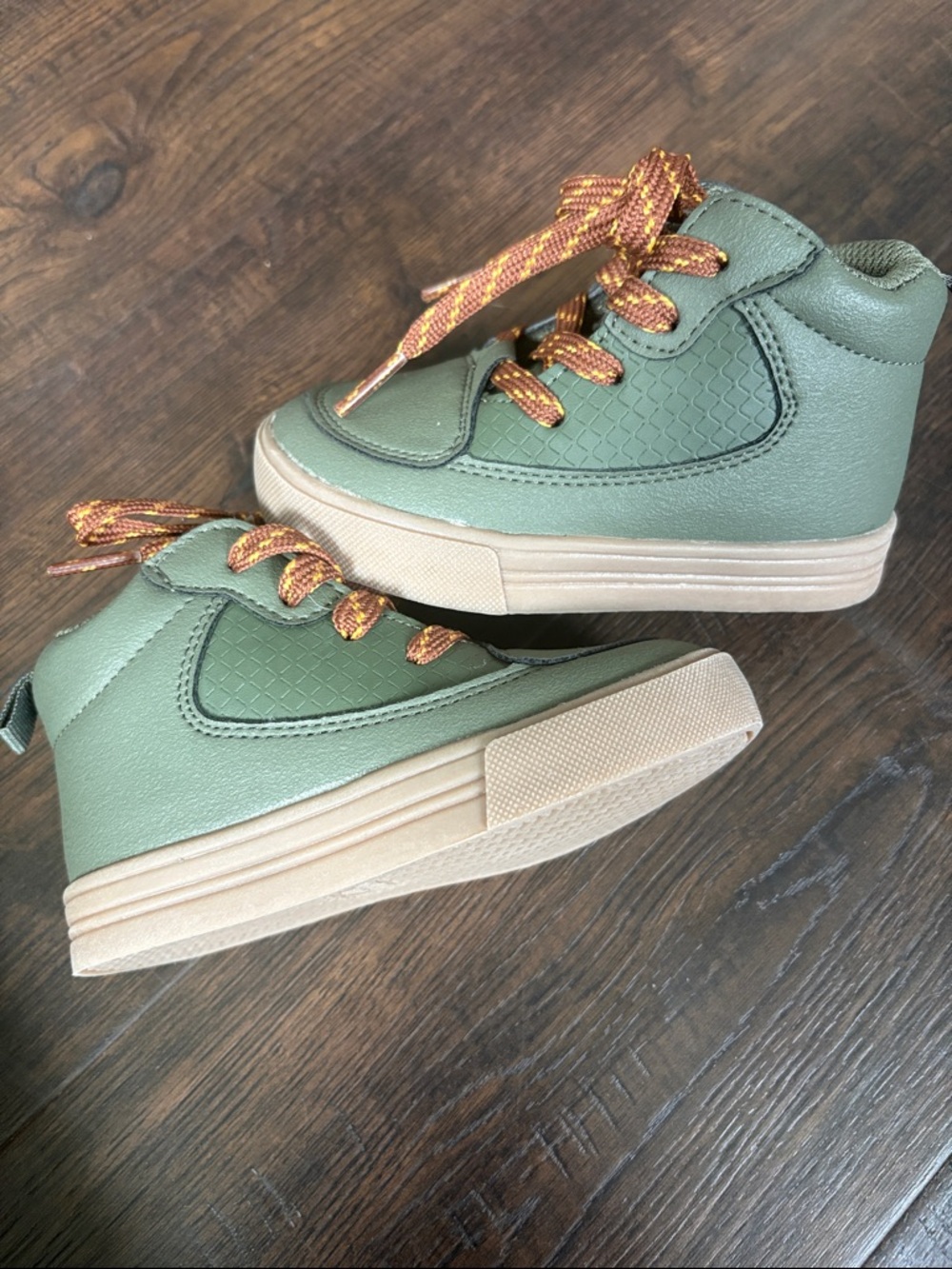 OSH GOSH NEW Baby 6 month  High-Top Sneakers in Olive Green with Tan Soles